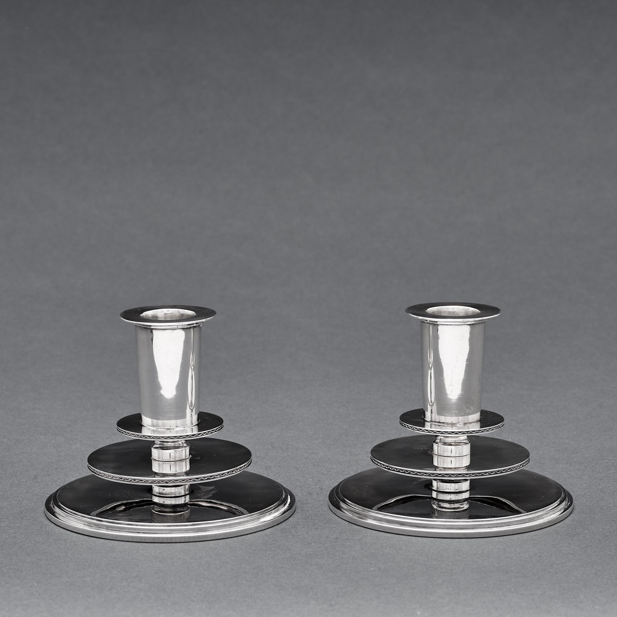 Atelier Borgila, a pair of sterling candlesticks, Stockholm, 1935.