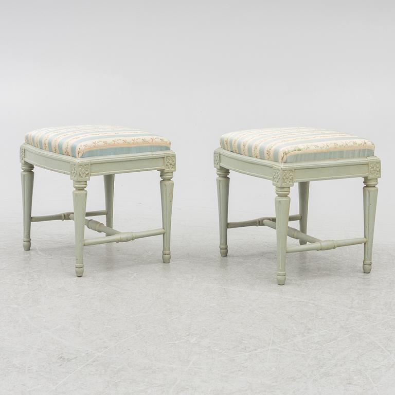 A pair of Gustavian stools, Sweden, late 18th century.