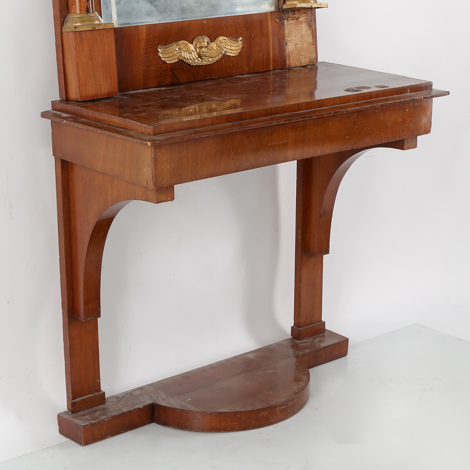 A MIRROR AND CONSOLE TABLE, Empire, Sweden, early 19th century.