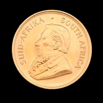 GULDMYNT, finguld, Krugerrand, Sydafrika, 1981. Vikt ca 34 g.