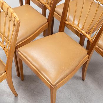 Josef Frank, a set of six model '1165' chairs, Firma Svenskt Tenn, post 1985.