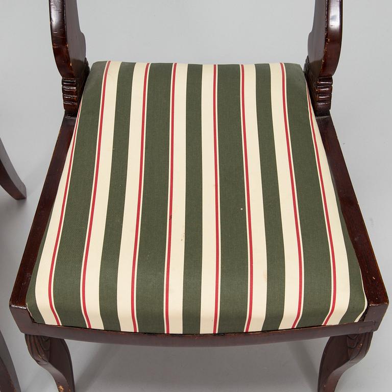 Seven mahogany veneered Empire style chairs, Russia / the Baltics, mid 19th century.