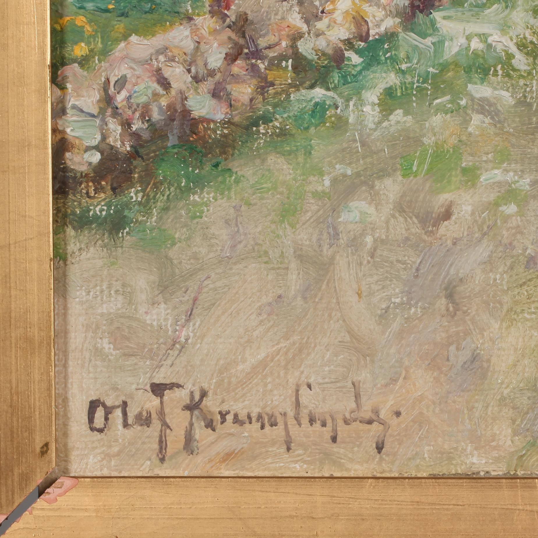 OLOF KRUMLINDE, olja på pannå, signerad.