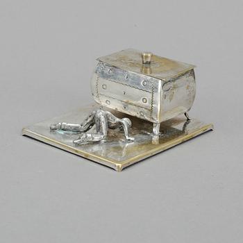 MANSCHETTKNAPPSASK, nysilver, Eskilstuna, 1900-tal.