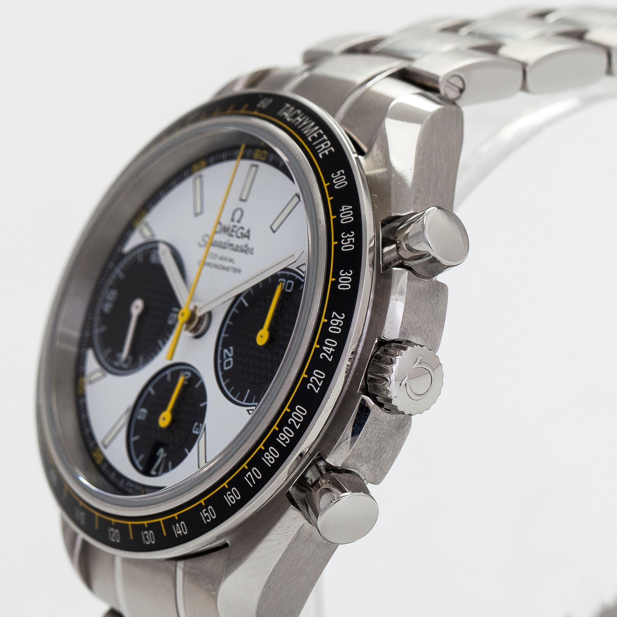 Omega, Speedmaster, Racing, "Panda", 100 m, kronograf, armbandsur, 40 mm.