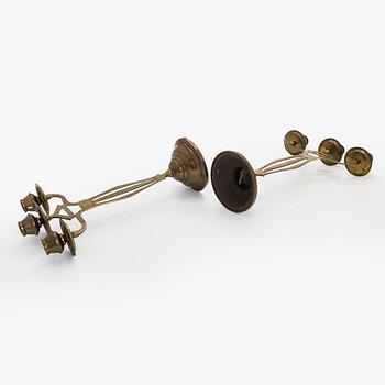 Kandelabrar, ett par, jugend / art nouveau, mässing, 1900-talets början.