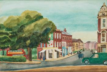 369. Josef Frank, a watercolour of a British town, not signed.