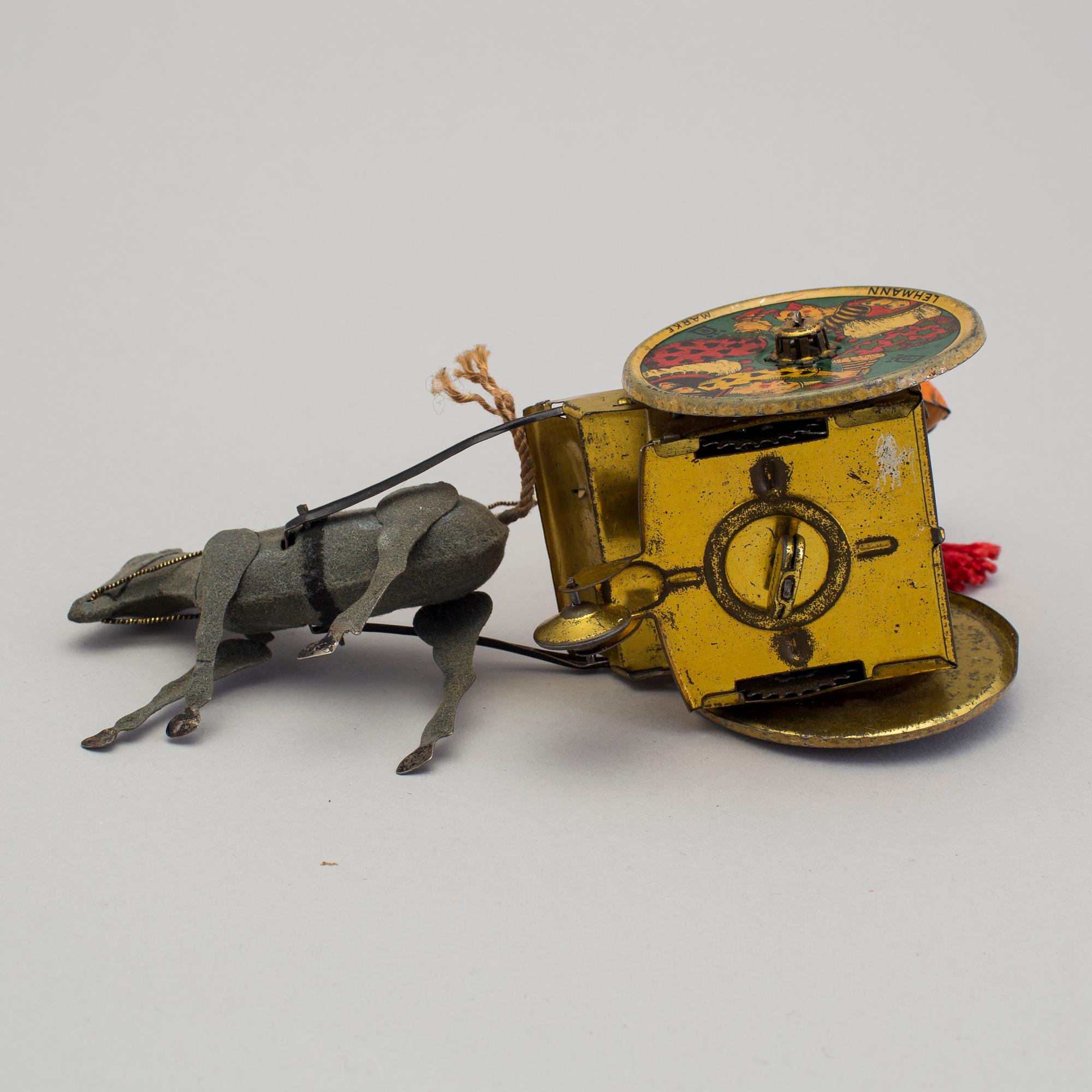 A tinplate and textile Lehmann Balky Mule 425, Germany early 20th century.