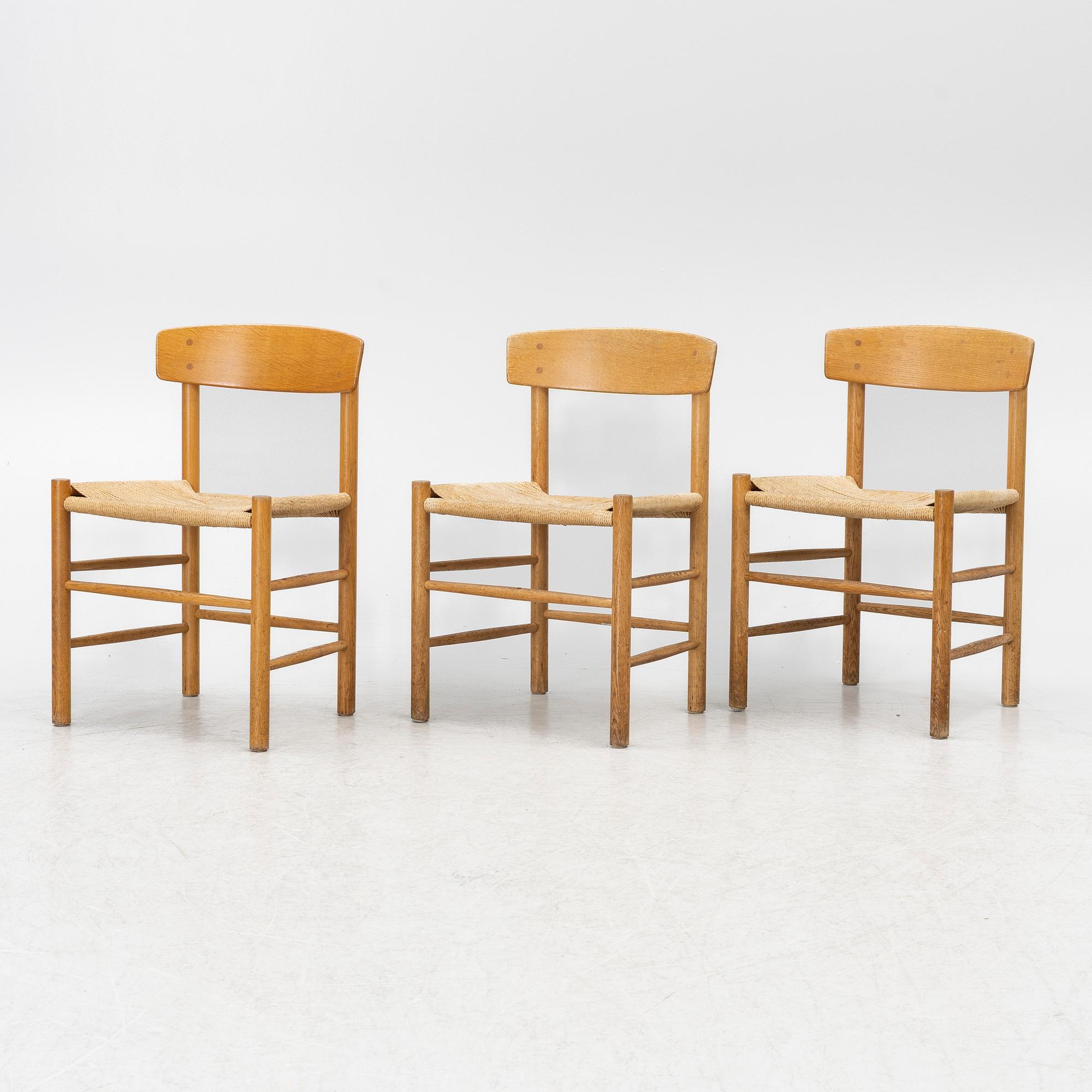 Børge Mogensen, three model "j39" chairs, FDB, Denmark, second half of the 20th century.