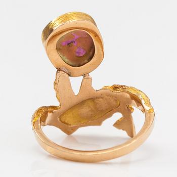 "Pond in the forest", A 14K gold ring with a tourmaline. Lapponia 1971.