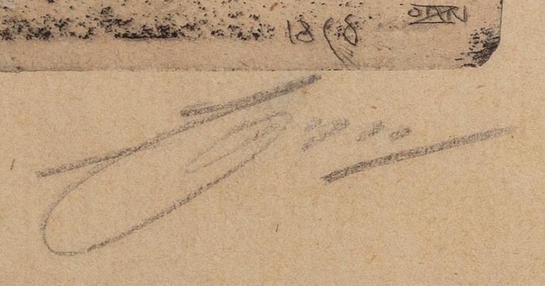 Anders Zorn, etsning, 1898, signerad.