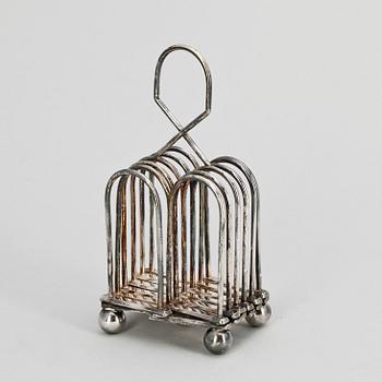 TOASTSTÄLL, nysilver, troligen England, omkr sekelskiftet 1900.