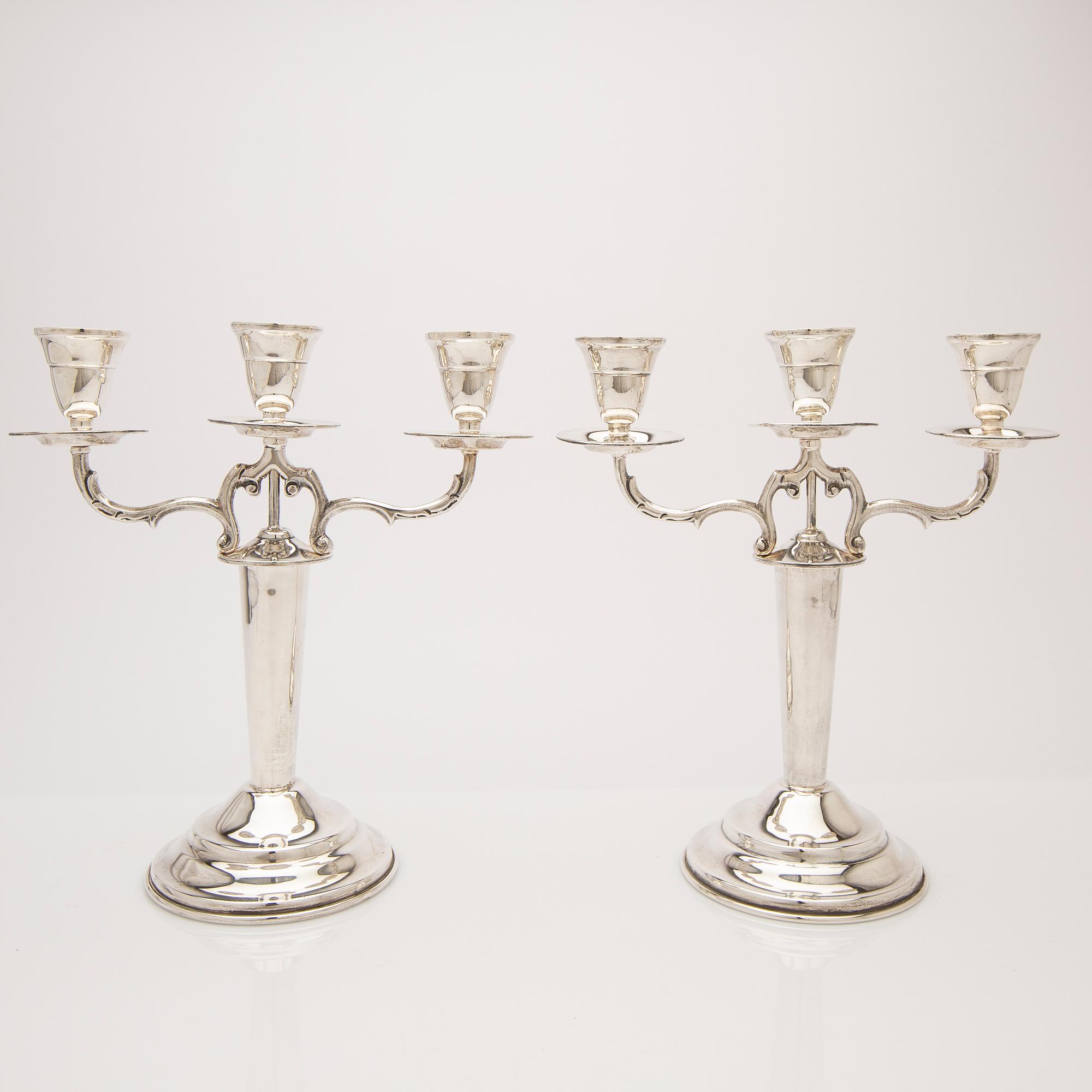 Candelabra, a pair, sterling silver, Mexico.