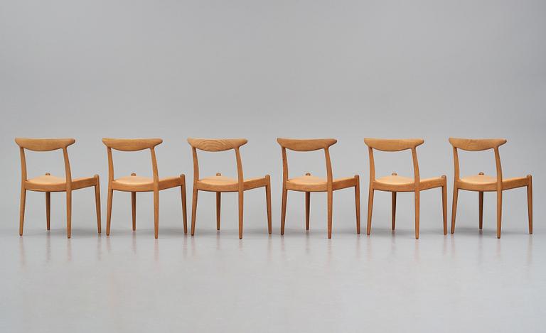 Hans J. Wegner, stolar 6 st., modell "W1", C.M. Madsens Fabriker, Danmark 1950-tal.
