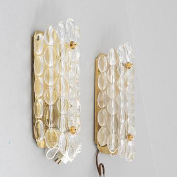 Carl Fagerlund, a pair of wall lamps, model 2355/111, Orrefors.