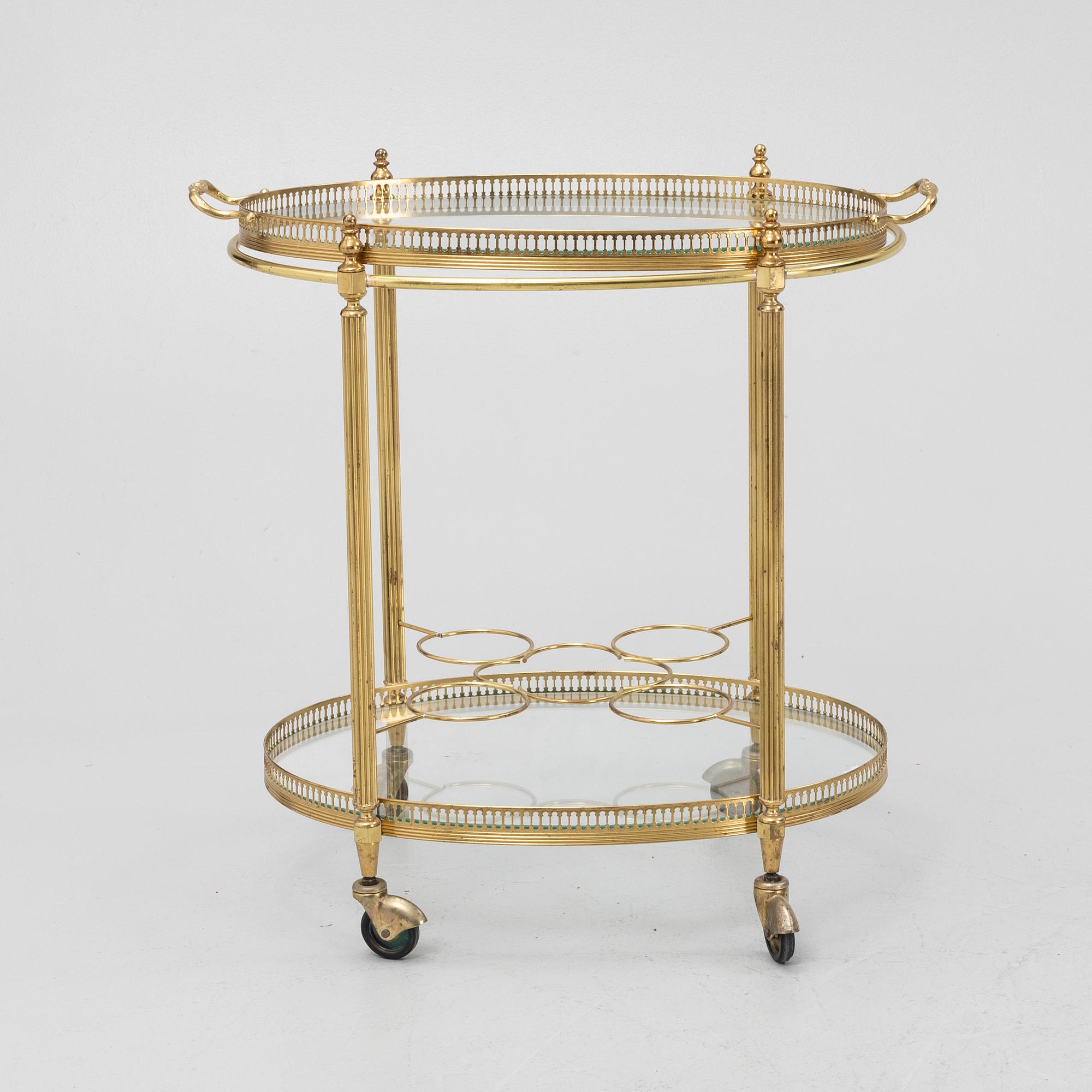 A brass and glass trolley, second part of the 20th Century.