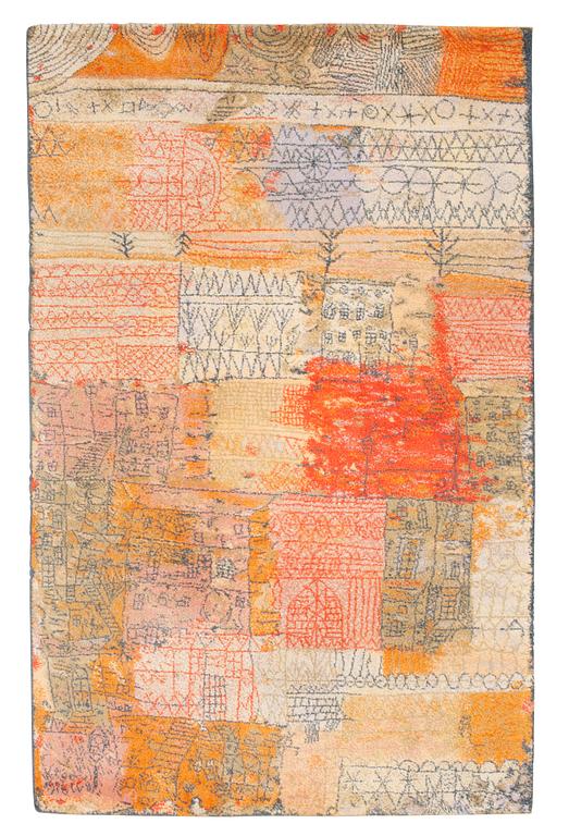 Paul Klee, MATTA. ”Florentinisches villenviertel”. Maskingjord flossa. 277 x 179 cm. Efter ett konstverk från 1926 av Paul Klee:.