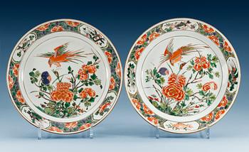 A pair of famille verte dishes, Qing dynasty, Kangxi (1662-1722).