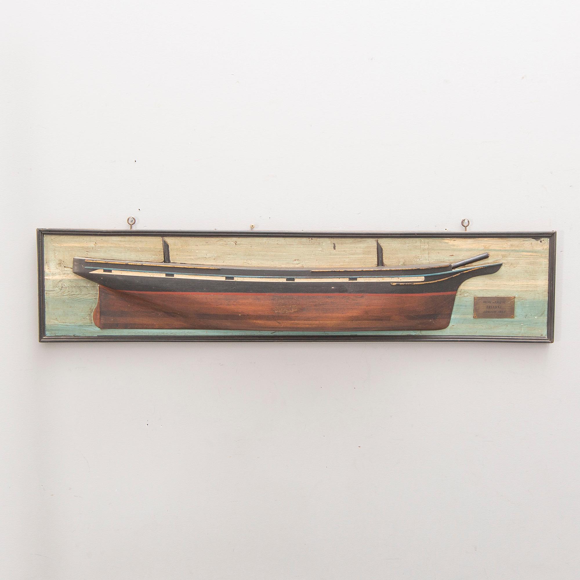 A half hull model of the iron barque Ariadne built in London 1857, 20th Century.