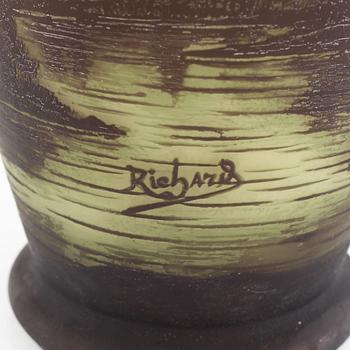 Vase, glass, signed by Richard, 20th century.