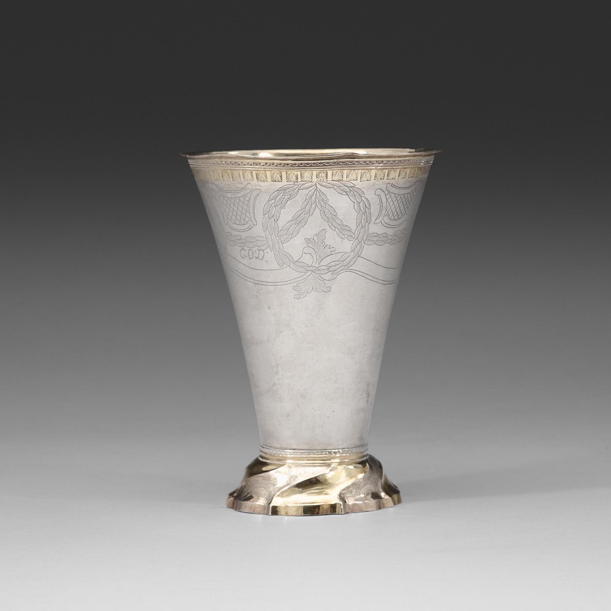 A Swedish 18th century parcel-gilt beaker, marks of Nils Grubb and Olof Grubb, Hudiksvall 1791.