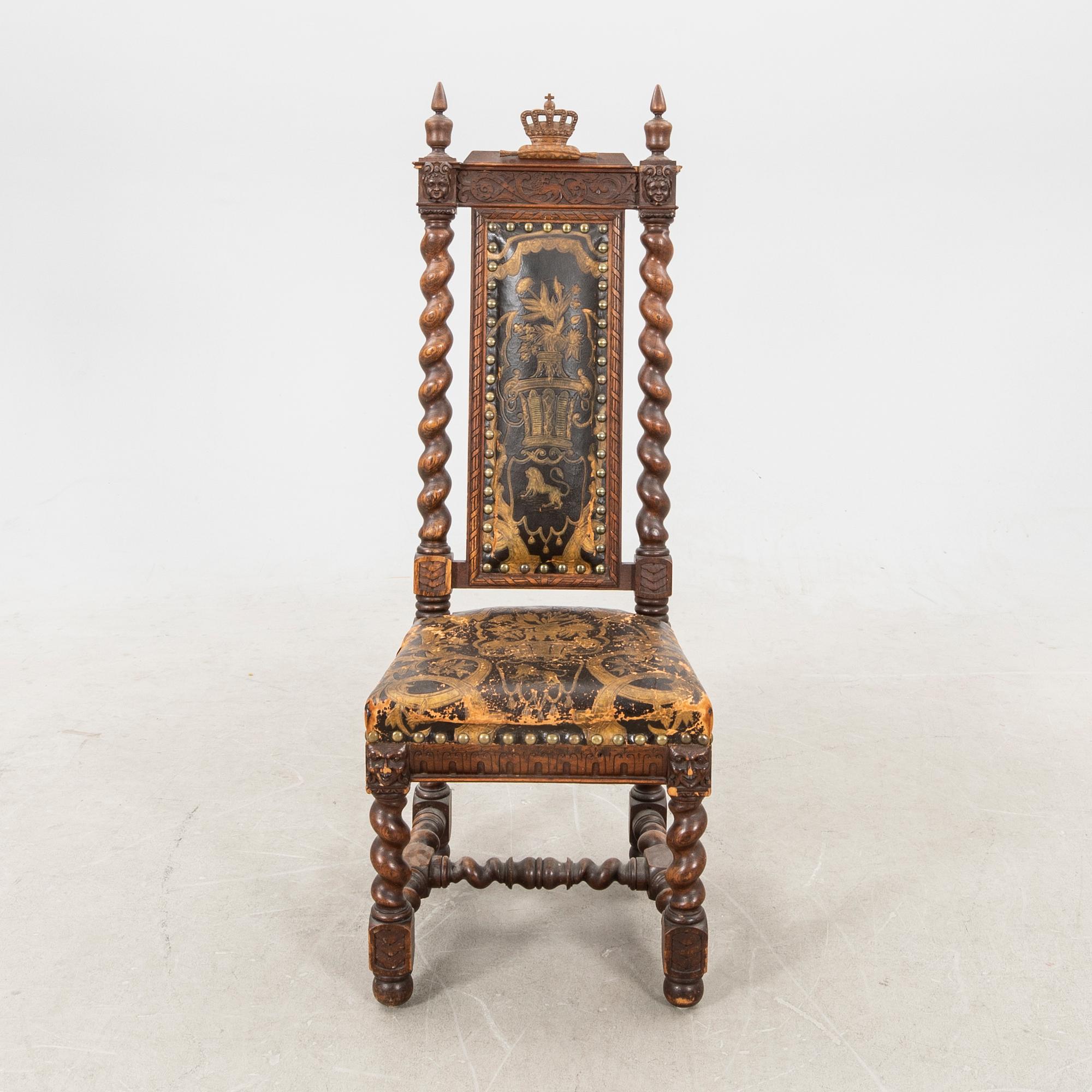 A Swedish baroque style chair dated 1882.