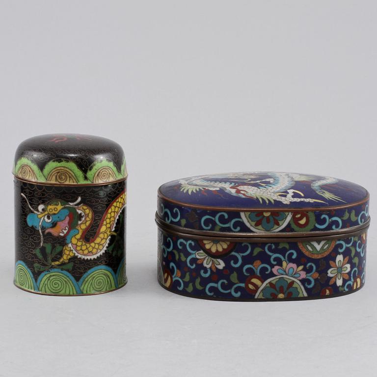 PARTI CLOISONNÉ, 5 st, orientaliska, 1900-tal.