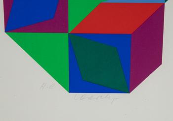 VICTOR VASARELY, silkscreen in colours, signed HC.