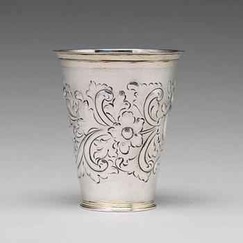 Johan Lund, bägare, silver, Stockholm 1704. Karolinsk.