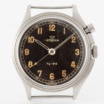 Lemania, Tg 195, "Three crowns", chronograph, wristwatch, 40 mm.