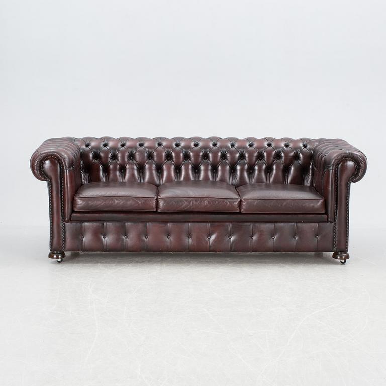 SOFFGRUPP, 3 delar, Chesterfield-stil. 1900-talets slut.