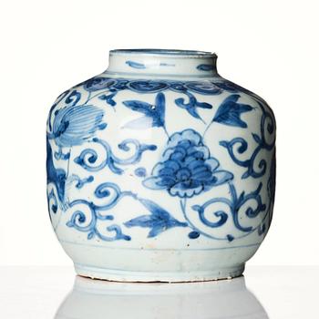 A blue and white jar, Ming dynasty (1368-1644).