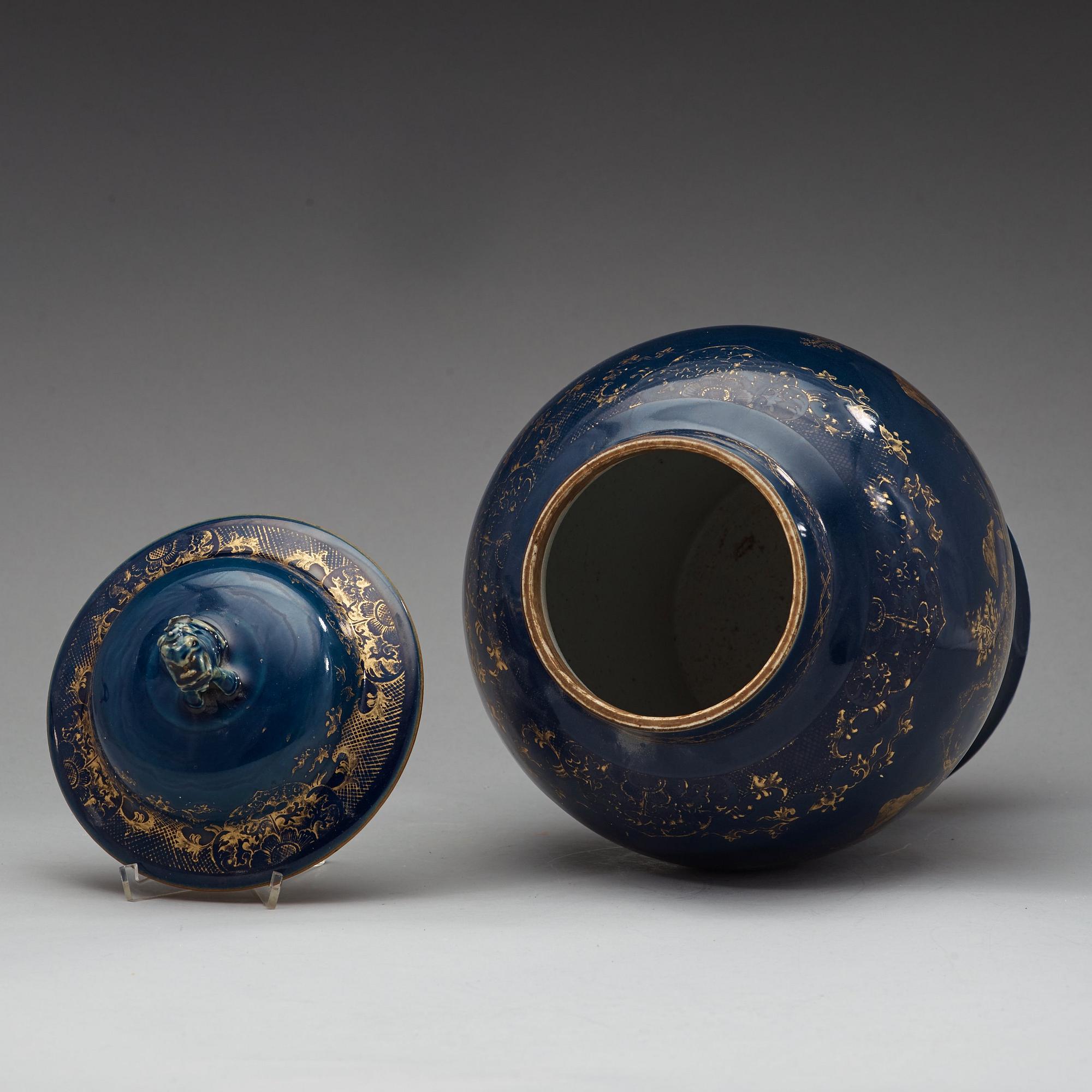 A 'powder blue' jar with cover, Qing dynasty, Qianlong (1736-95).