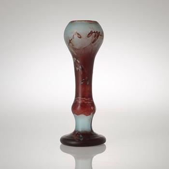 A Vallerysthal Art Nouveau etched and enamelled cameo glass vase, Germany ca 1895-1900.
