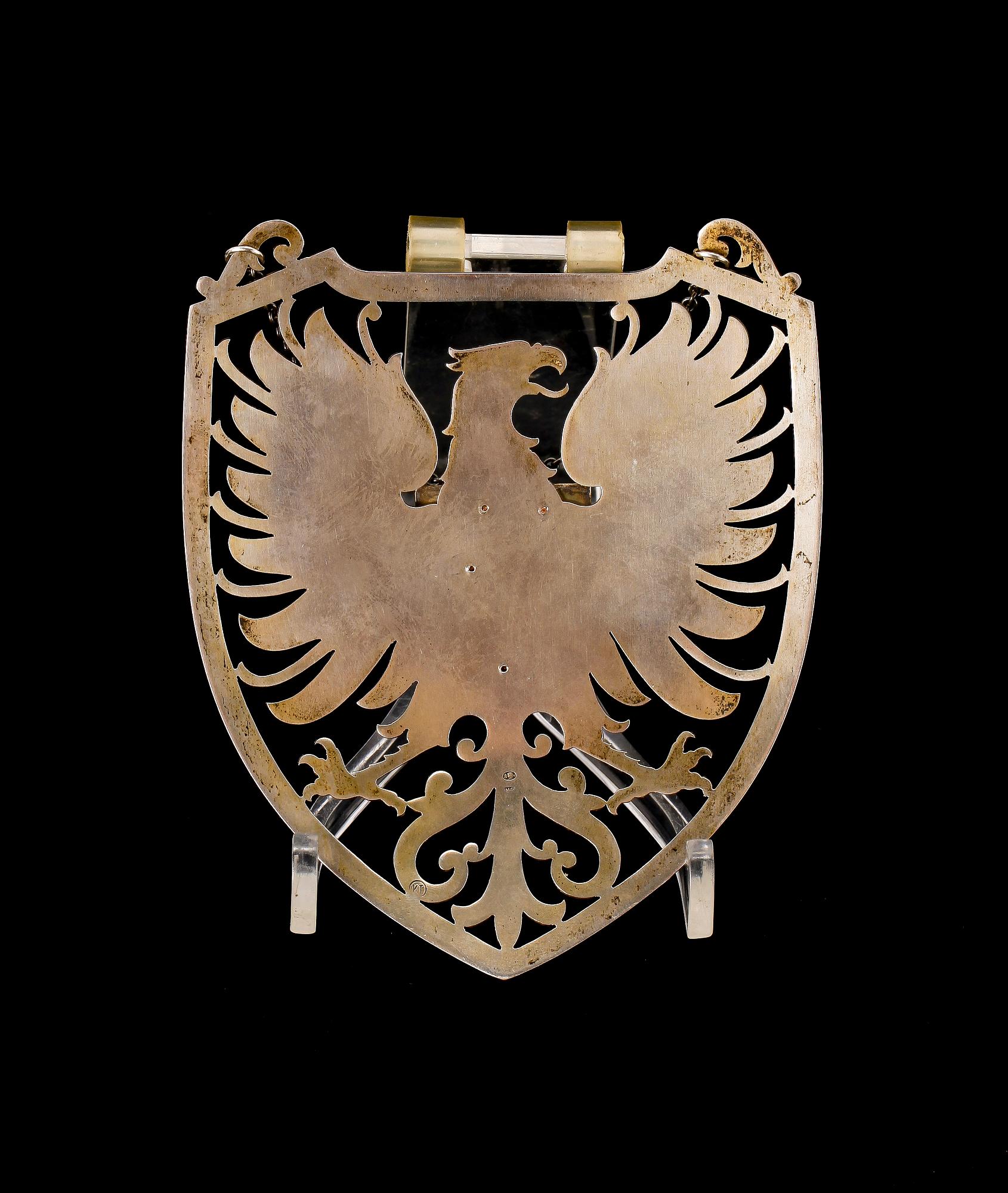 FLASKBRICKA, silver och emalj, Polen, 1900-talets första hälft.