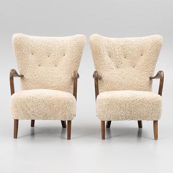 Alfred Christensen, tillskrivna, fåtöljer, ett par, Slagelse Møbelfabrik, Danmark 1950-tal.