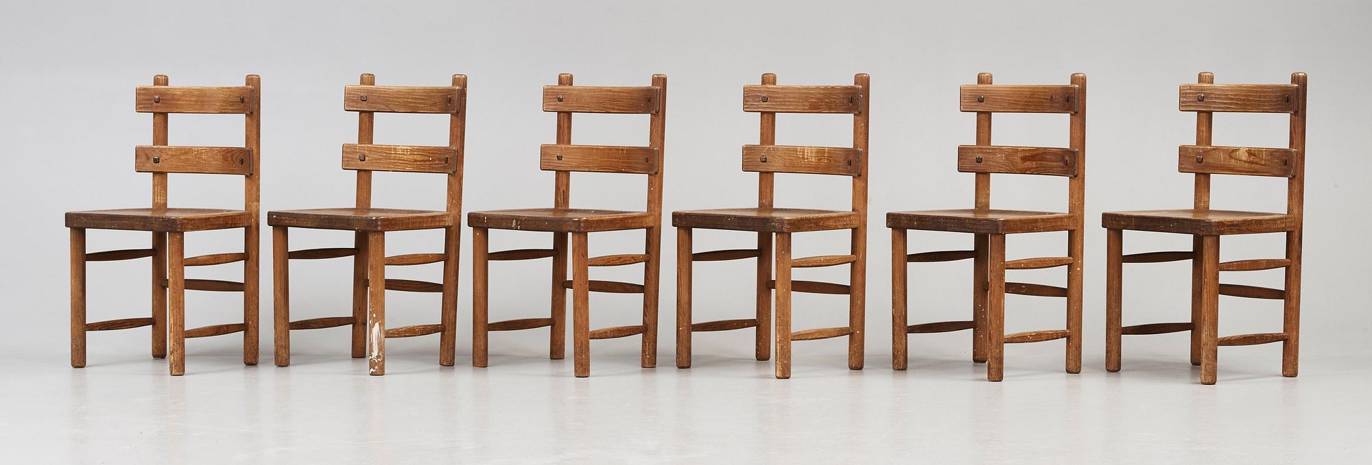 An Axel Einar Hjorth stained pine dining set 'Sandhamn', Nordiska Kompaniet, Sweden 1931-33.