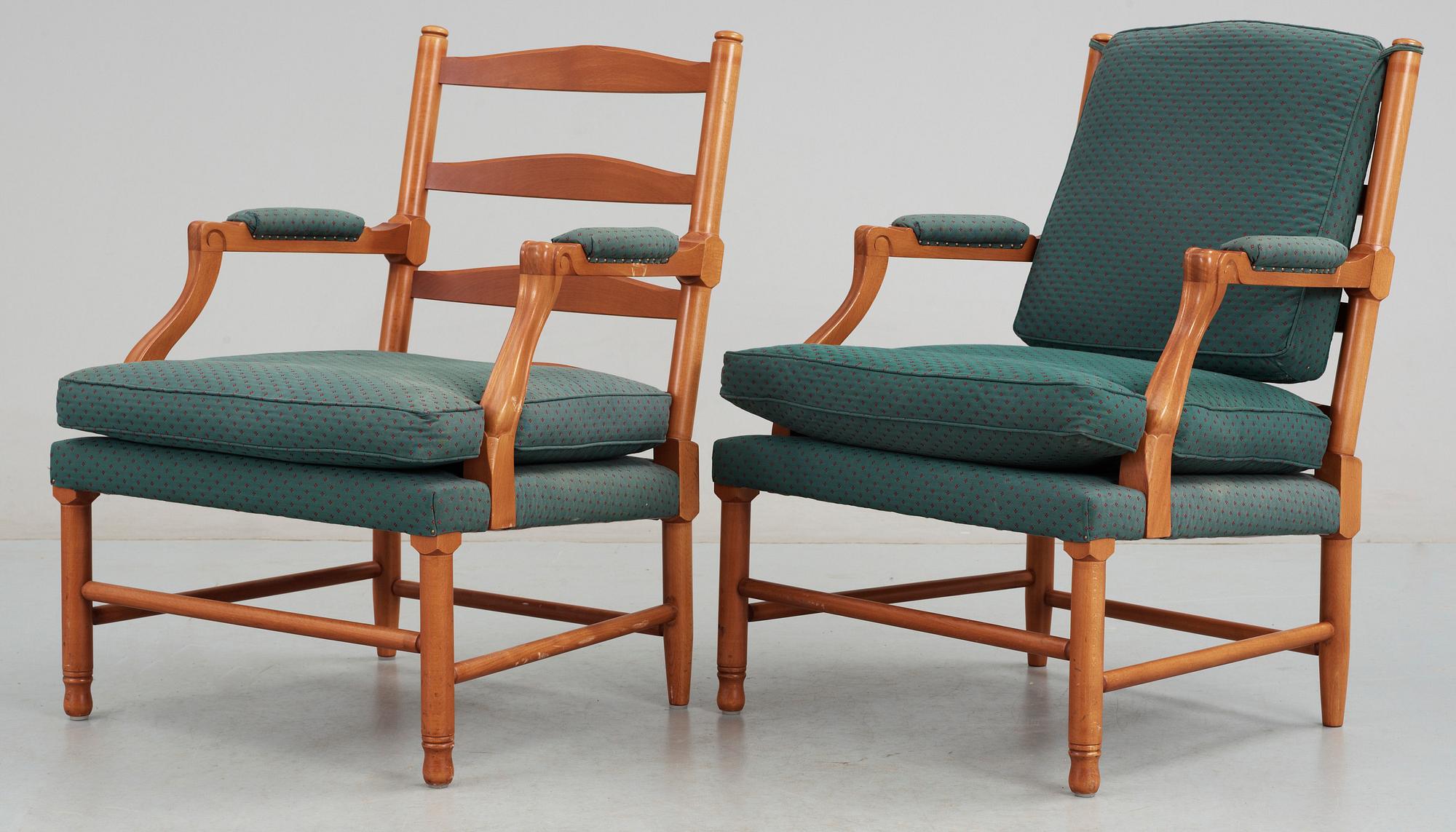 FÅTÖLJER, ett par, s.k Gripsholms modellen, Arne Norell, 1900-talets andra hälft.