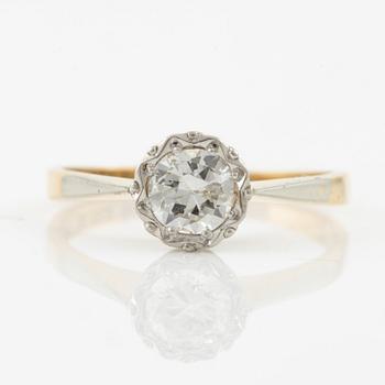 Ring, 18K gold and platinum with brilliant-cut diamond.