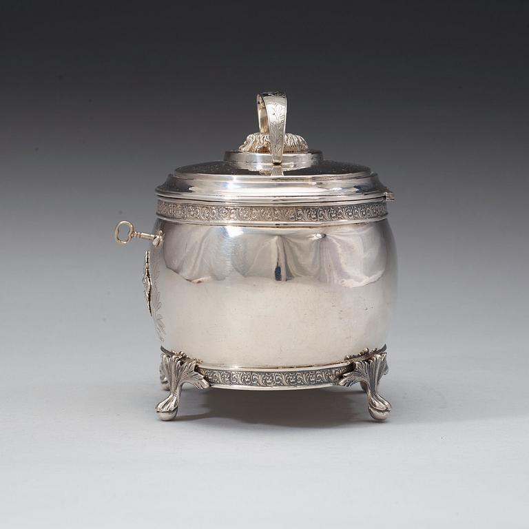 A Swedish 19th century silver sugar-casket, marks of Henrik Christoffer Klint d y, Stockholm 1817.