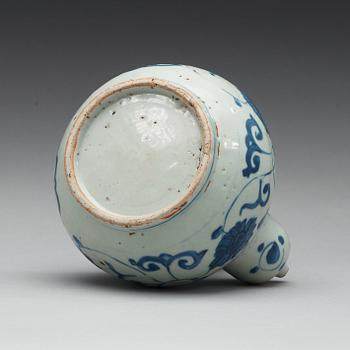 A blue and white kendi, Ming dynasty, (1368-1644).