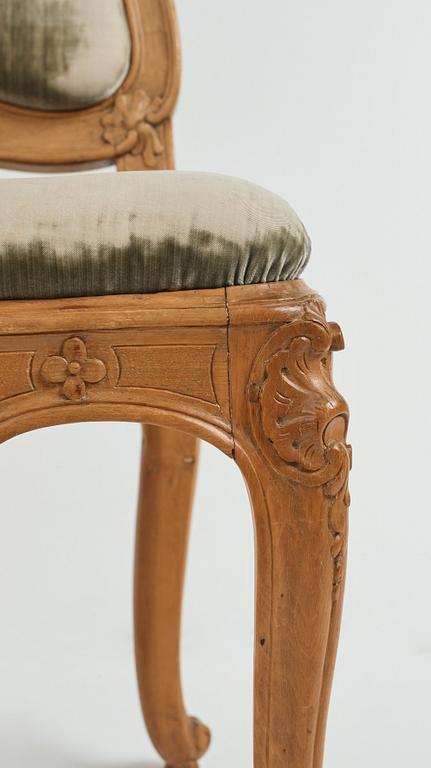 A Royal Swedish rococo chair decorated by  Johan Liung 1747.