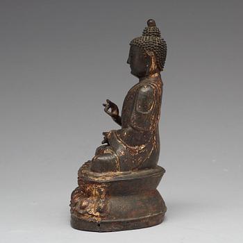 A bronze figure of Buddha, Ming dynasty (1368-1644).