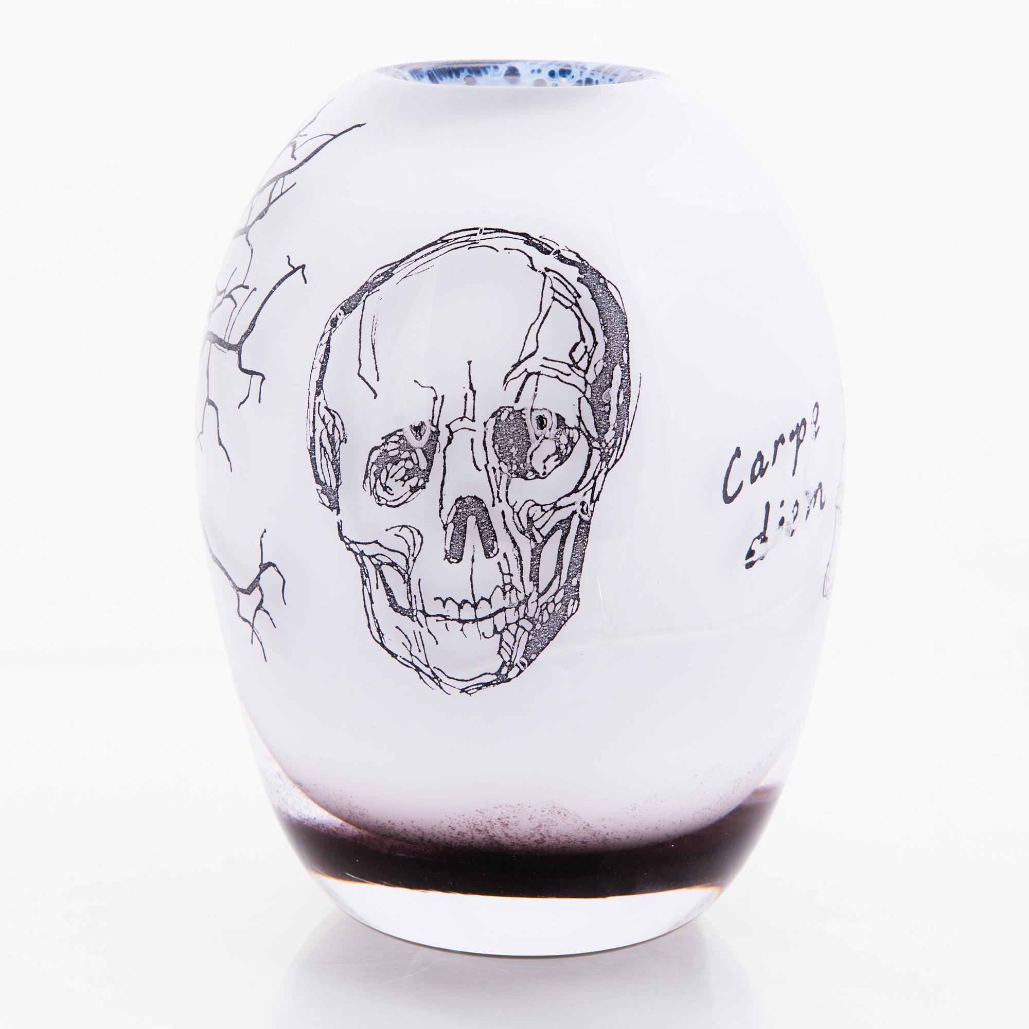 ELLA VARVIO, A glass vase/ sculpture, signed Ella Varvio 2017.