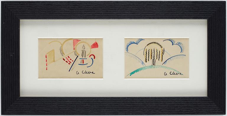 Agnes Cleve, water colours, 2, framed together, 1916-17, signed.