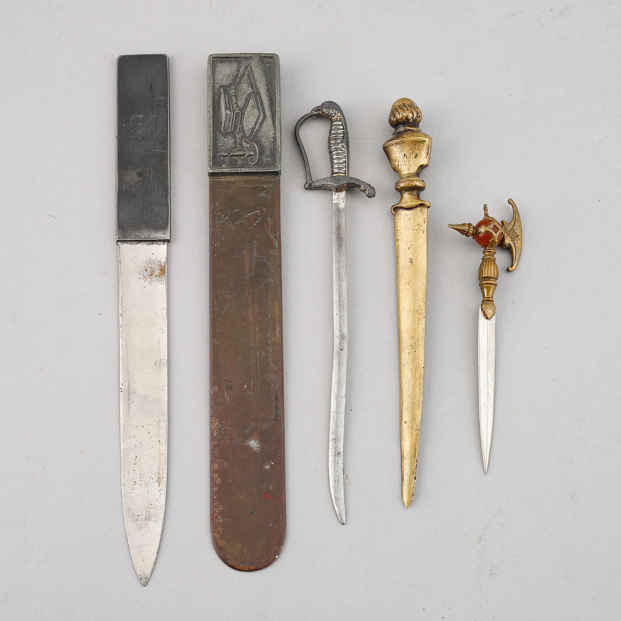 Five letter openers, 19th/20th century.