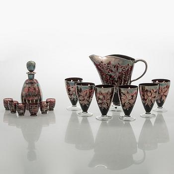 Two similar glass sets, Middle European 1950s.