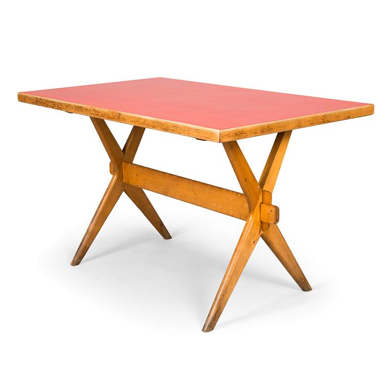 Ilmari Tapiovaara, 1940s X-legged table for Keravan Puuteollisuus, Finland.