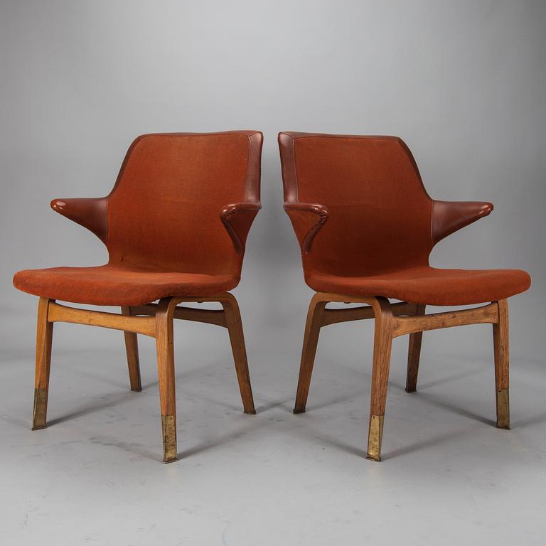 STOLAR, ett par, "Lulu" design Ilmari Tapiovaara, märkta Asko, 1960-tal.