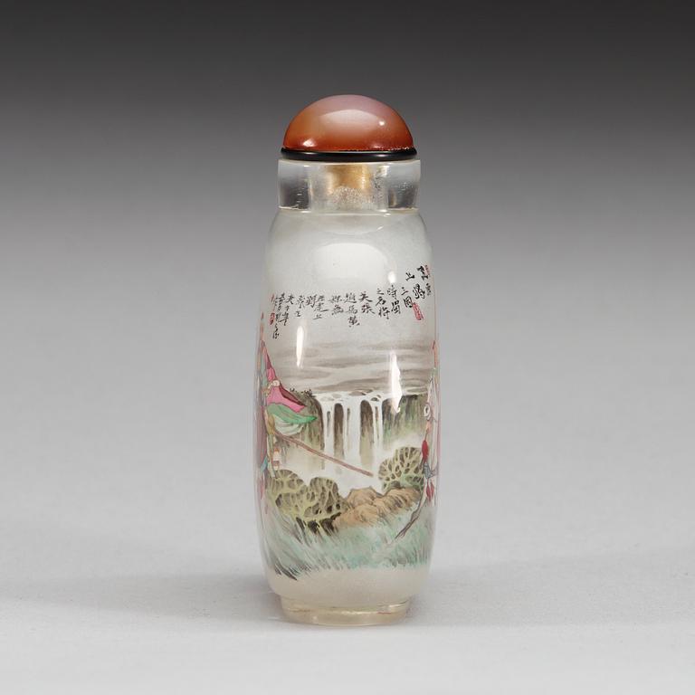A large inside painted glass snuff bottle, 20th Century.